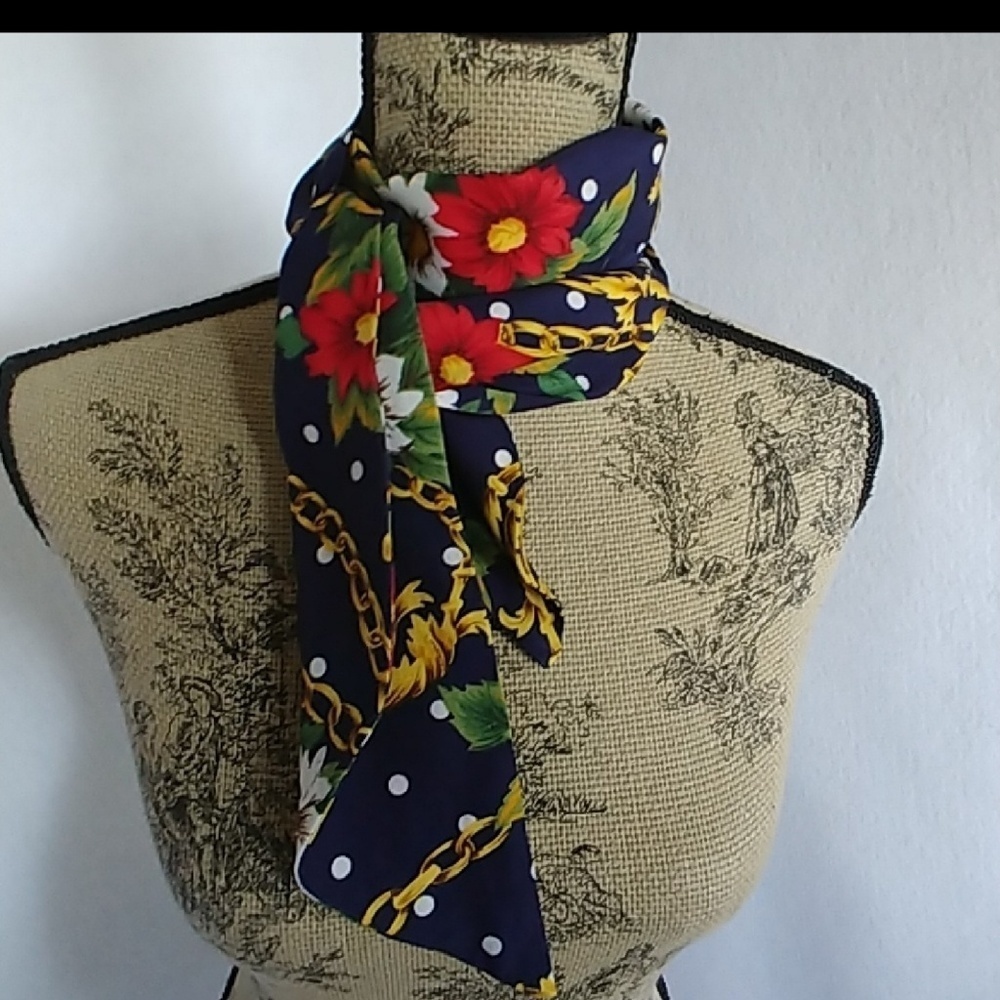 Vintage Women's Skinny Floral Neck Scarf
